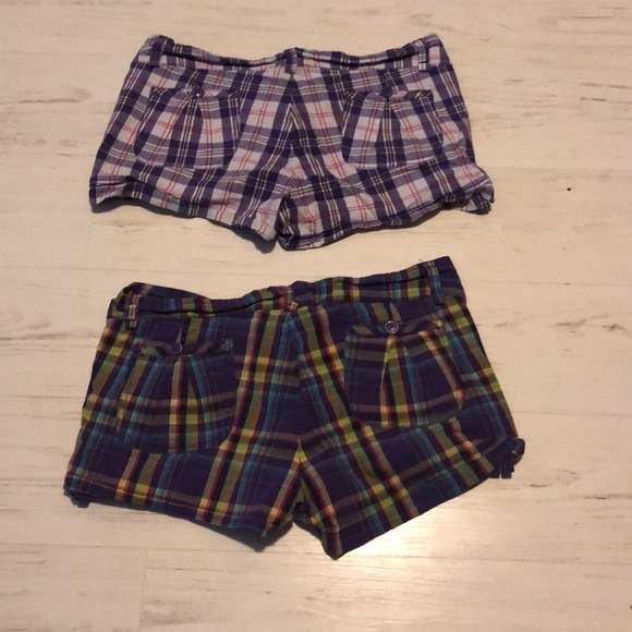 2 Pairs of Purple Plaid Shorts - Picture 2 of 4